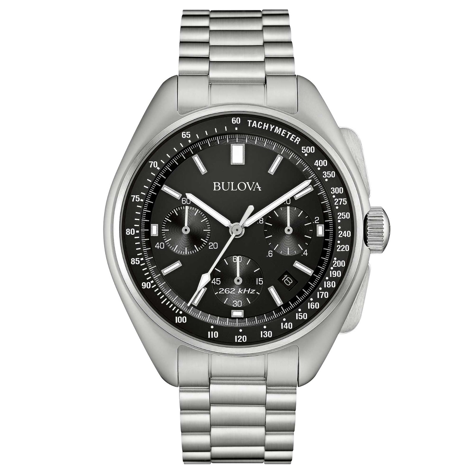 Bulova Lunar Pilot Chronograph Black Dial 45 mm Stainless Steel 98B258