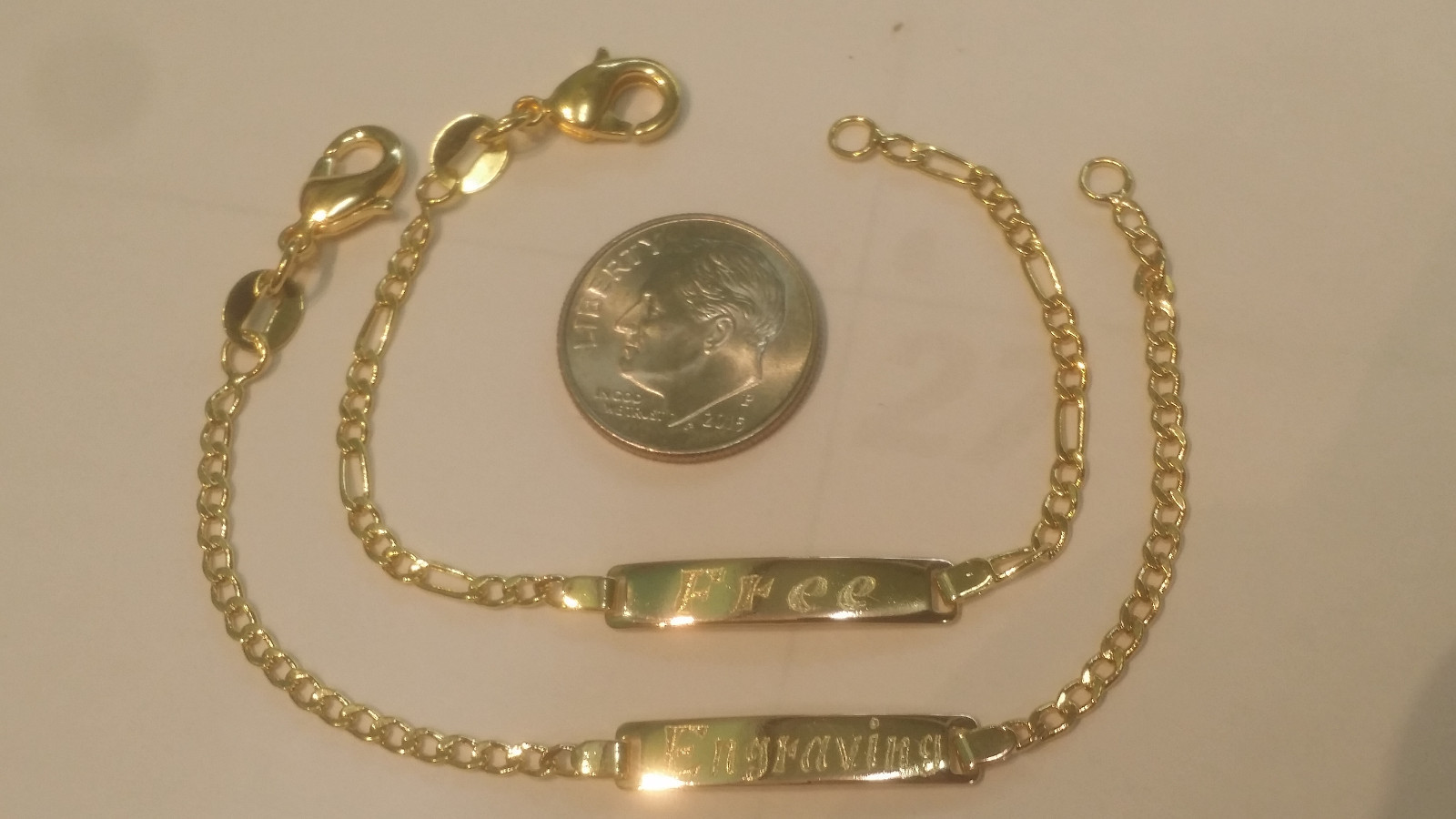 14kt Gold Filled Baby ID Bracelet With Free Engraving 5″ Figaro & Cuban