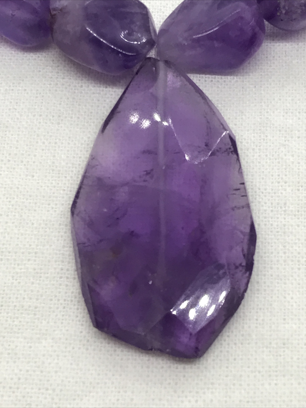 Vintage Sterling Silver Natrual Amethyst Stones 16″ Necklace