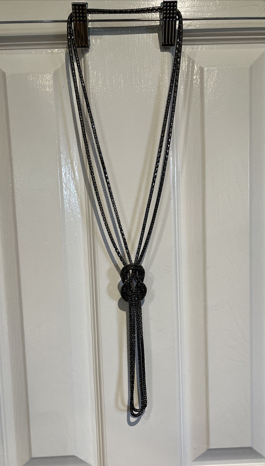 Vintage Gunmetal Knotted Mesh Chain Long Sautoir Flapper Statement Necklace