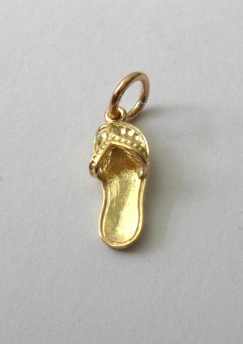 SOLID 9K 9ct YELLOW GOLD 3D THONG SHOE BEACH CHARM/PENDANT