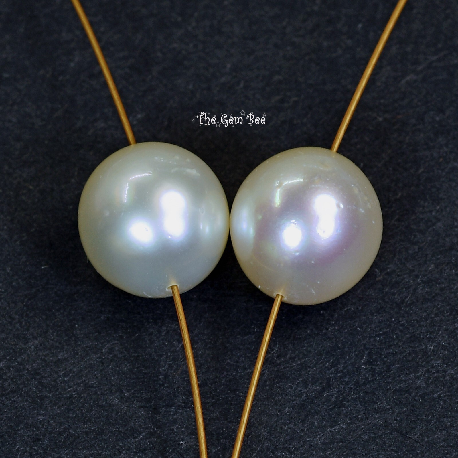 10.3mm White South Sea Cultured Close To Round Off-Round Pearl Beads PAIR (2)