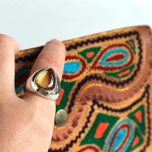Citrine Cabochon Ring 925 Sterling Silver, November Birthstone Ring, Unisex Ring