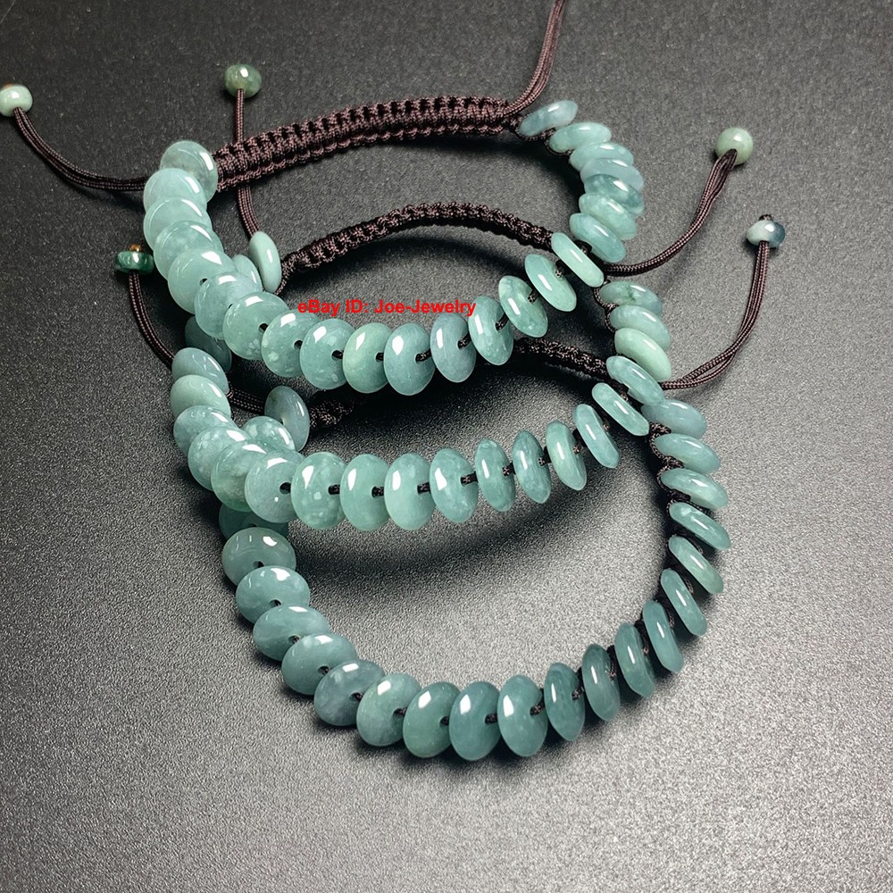 Natural Jadeite Bracelet Grade A Jade 8mm Safety Bead Adjustable Coffee Bracelet