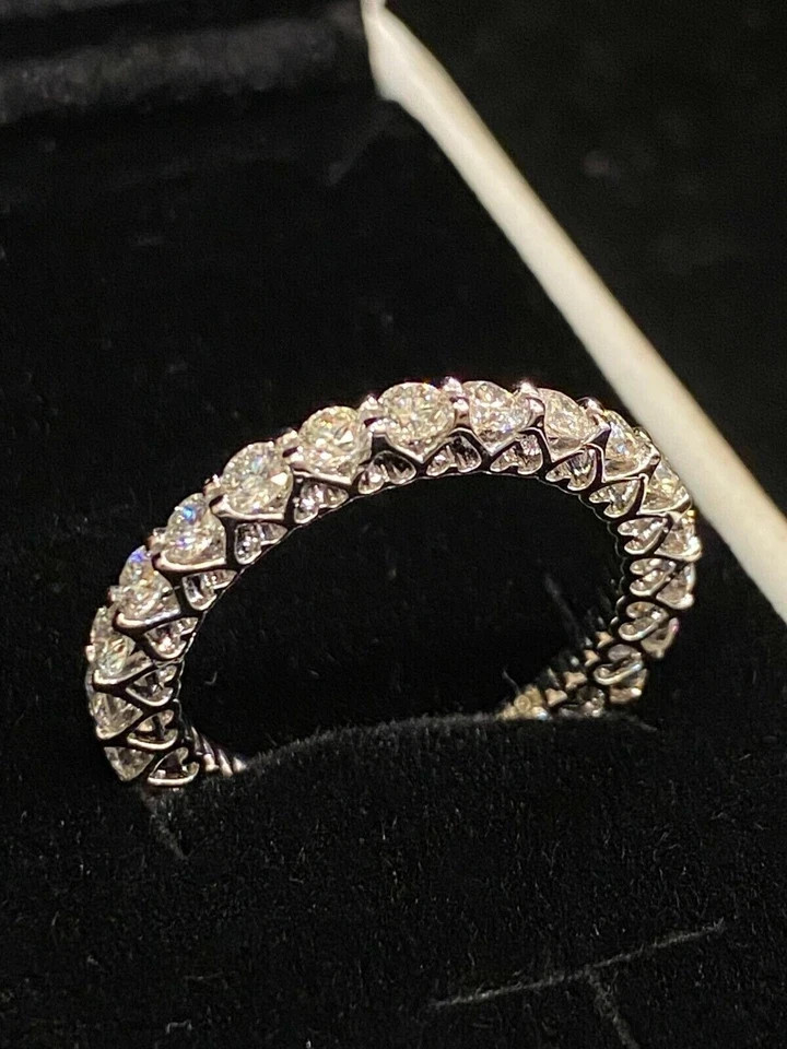 Diamond Eternity Band Round Cut 1.50 Ct 14k White Gold Lab Grown VVS E F CVD