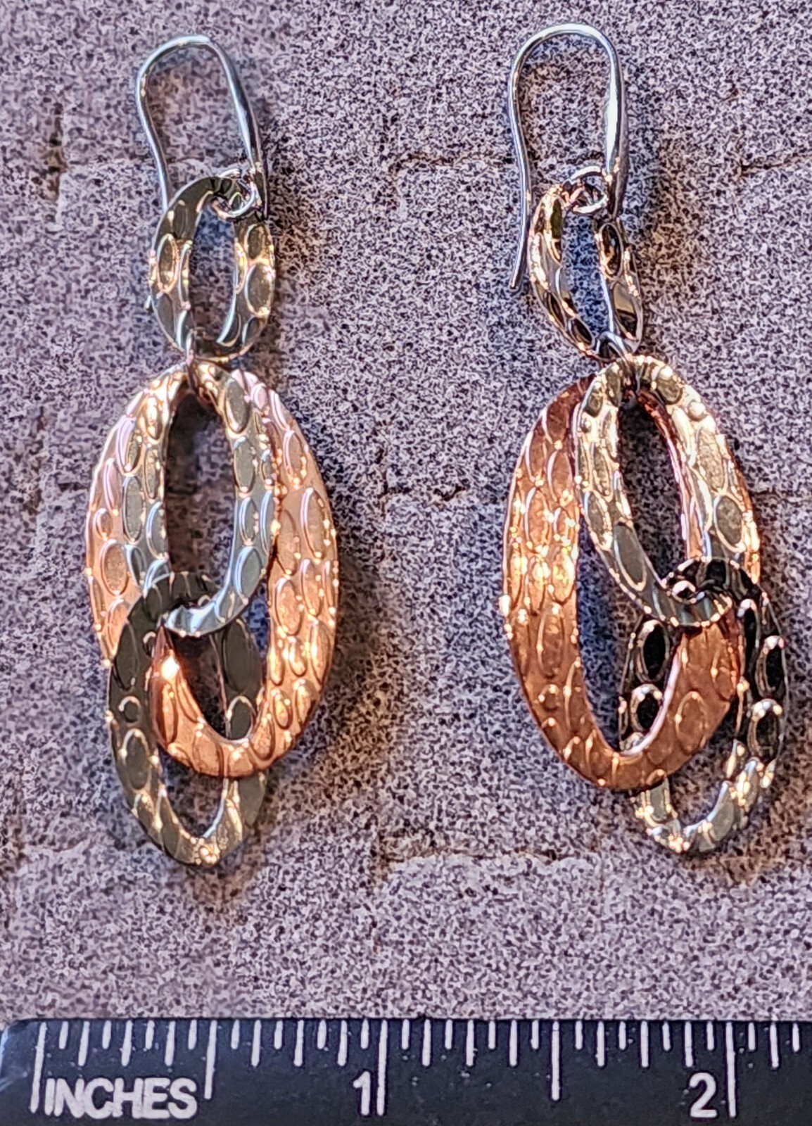 Copper & Silver toned Stainless Steel Earrings by Simona Collini, Italy