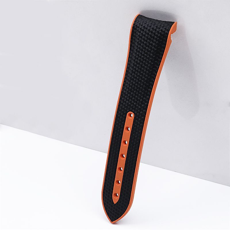 21mm Black Orange Strap Nylon Rubber Watch Band For Omega Seamaster Planet Ocean
