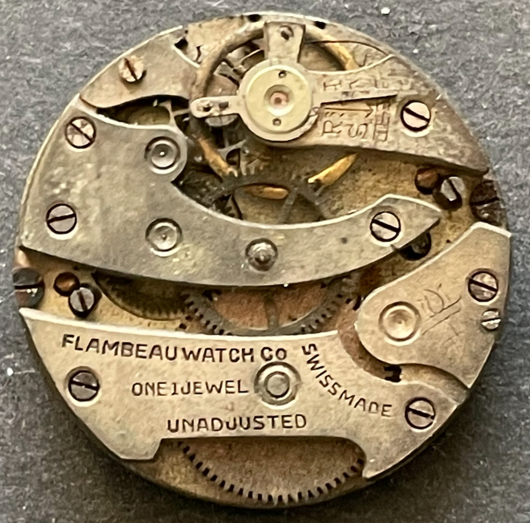 Antique Flambeau Watch Movement Parts/Repair Art Deco 24.7mm 1j Swiss