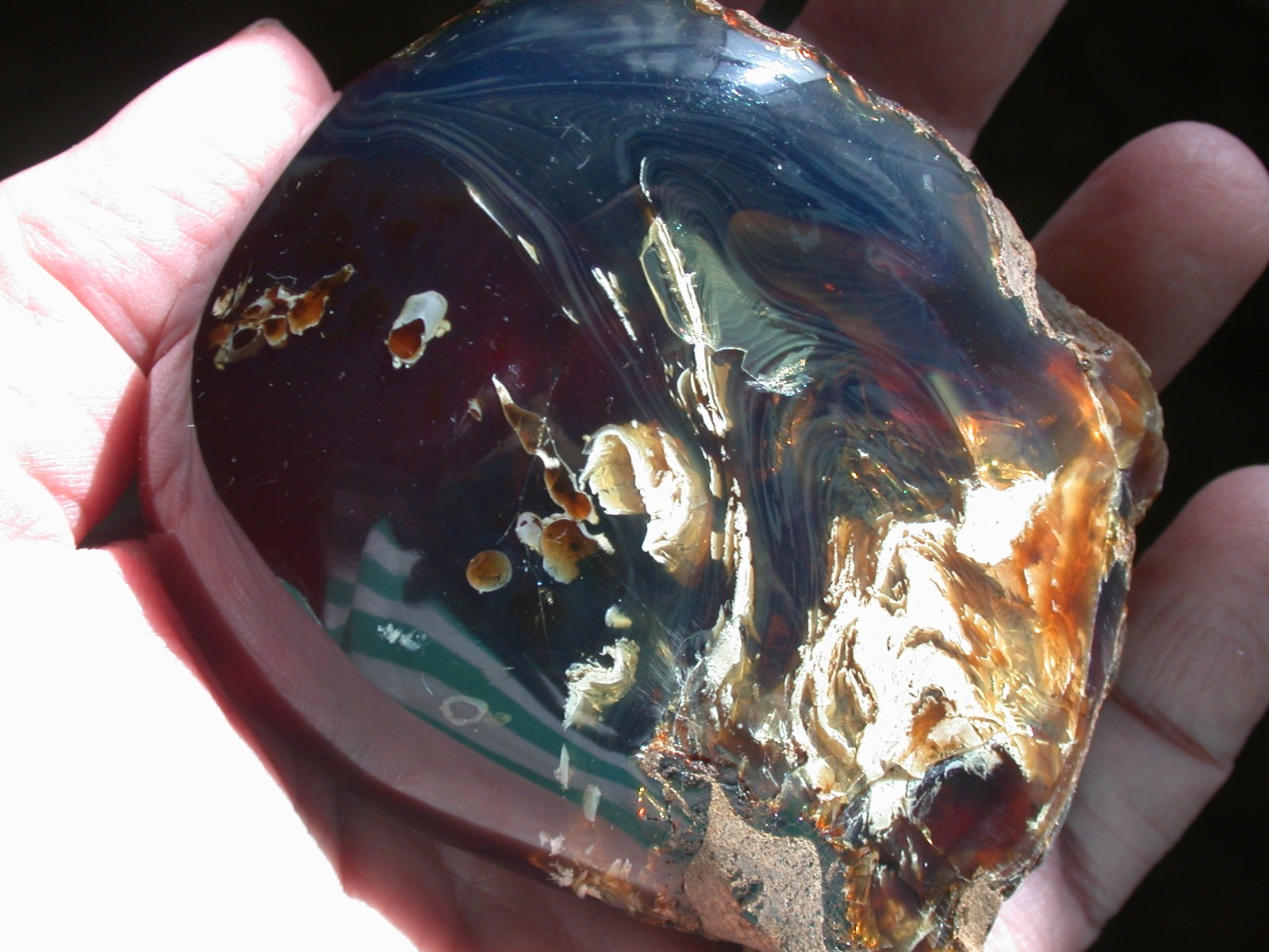 Beautiful BLUE Multicolor AMBER Fossil Gemstone LARGE 132 gram Piece