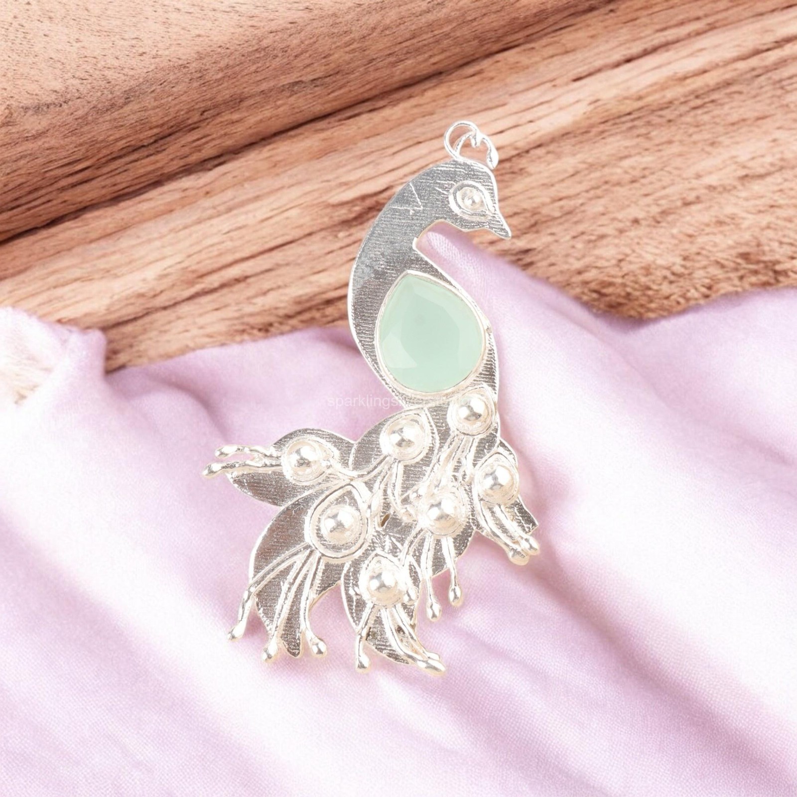 Throat Chakra Aqua Chalcedony Stone Sterling Silver Handmade Pendant Jewelry