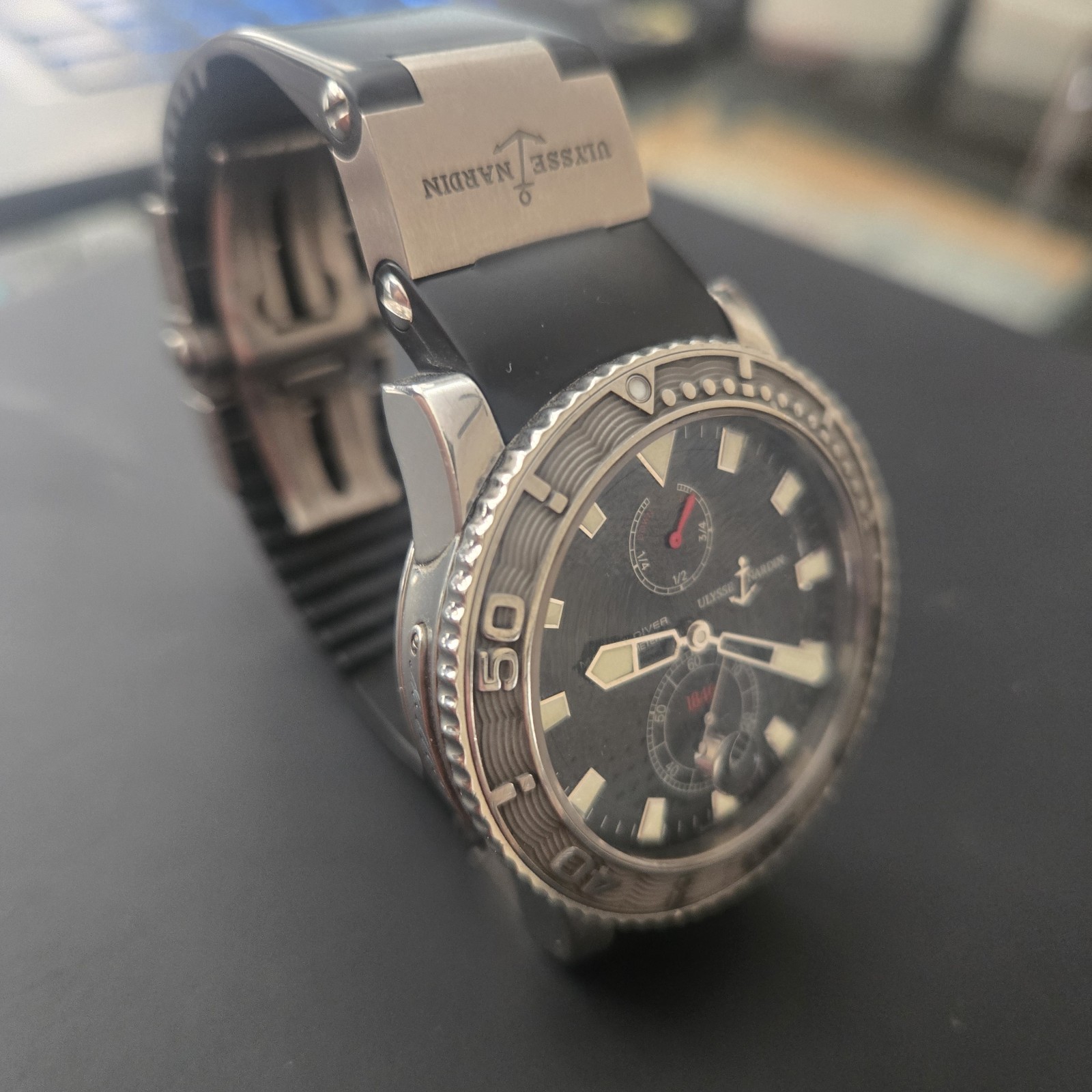Ulysse Nardin Marine Diver 44mm Black Dial Auto Date 200m Rubber Strap