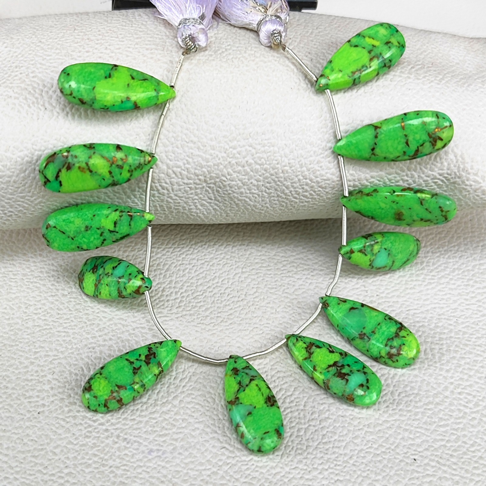 6″ Strand Green Turquoise Smooth Pear Shape Beads 25x10mm