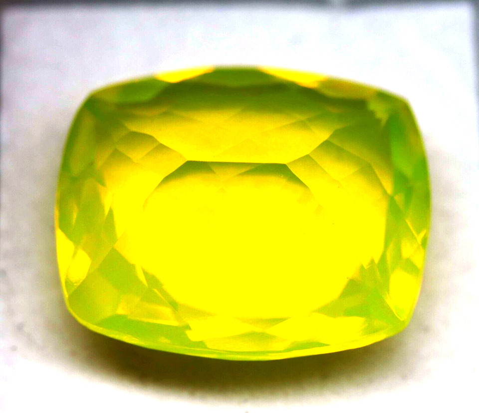 Certified 69.41 Ct Natural Neon Yellow Fire Opal Cushion Cut Untreated Gemstone