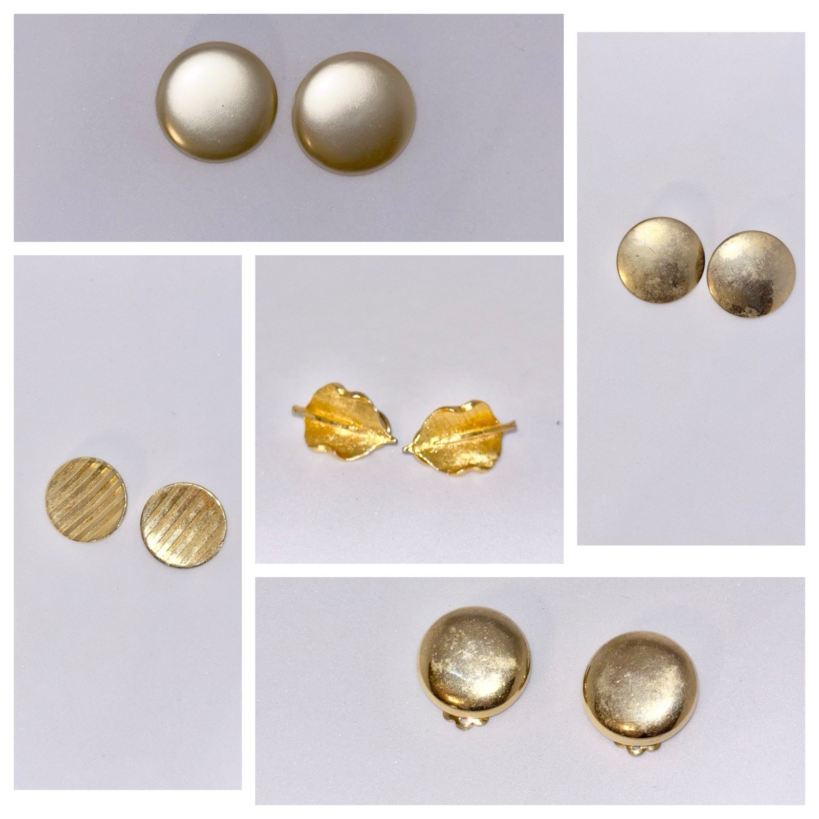 Vintage Clip-On Earrings, Costume Jewelry From the 1940s-1970s Lot Of 5 Pairs