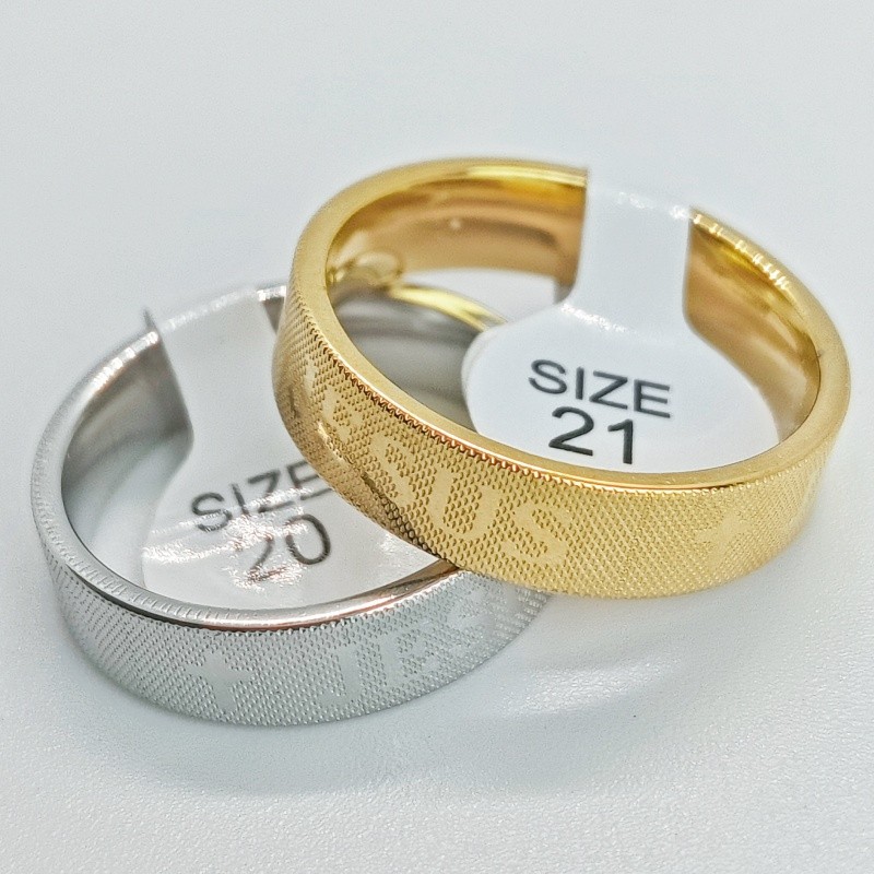 36Pcs Dual Tone 6mm Cross Engraved Stainless Stackable Rings Unisex Bulk Jewelry