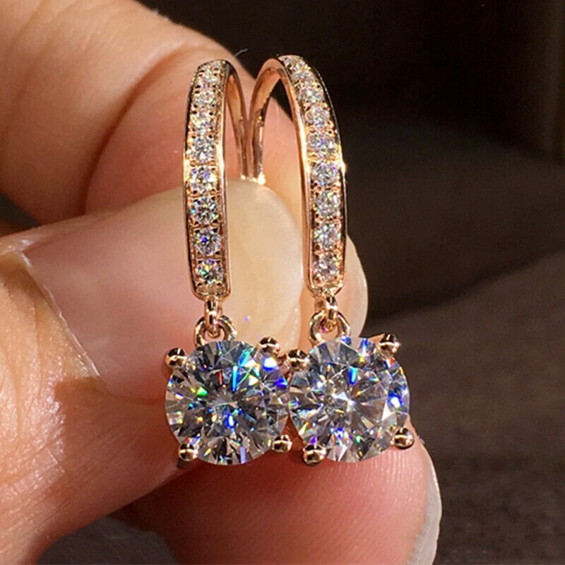 Fashion CREATED 14k Rose Gold Plated Drop Earrings Women Wedding Jewelry