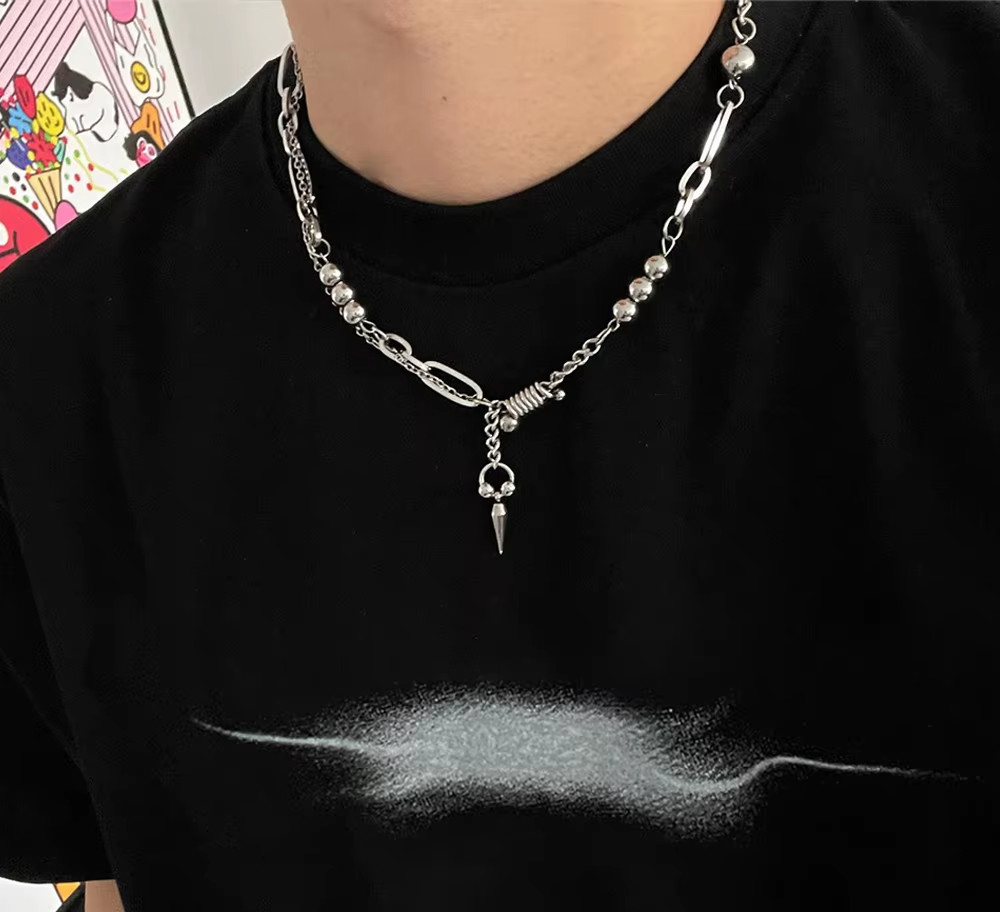 Punk Hip-Hop Rivet Pendant Necklace | Unisex | Stainless Steel Splicing Clavicle