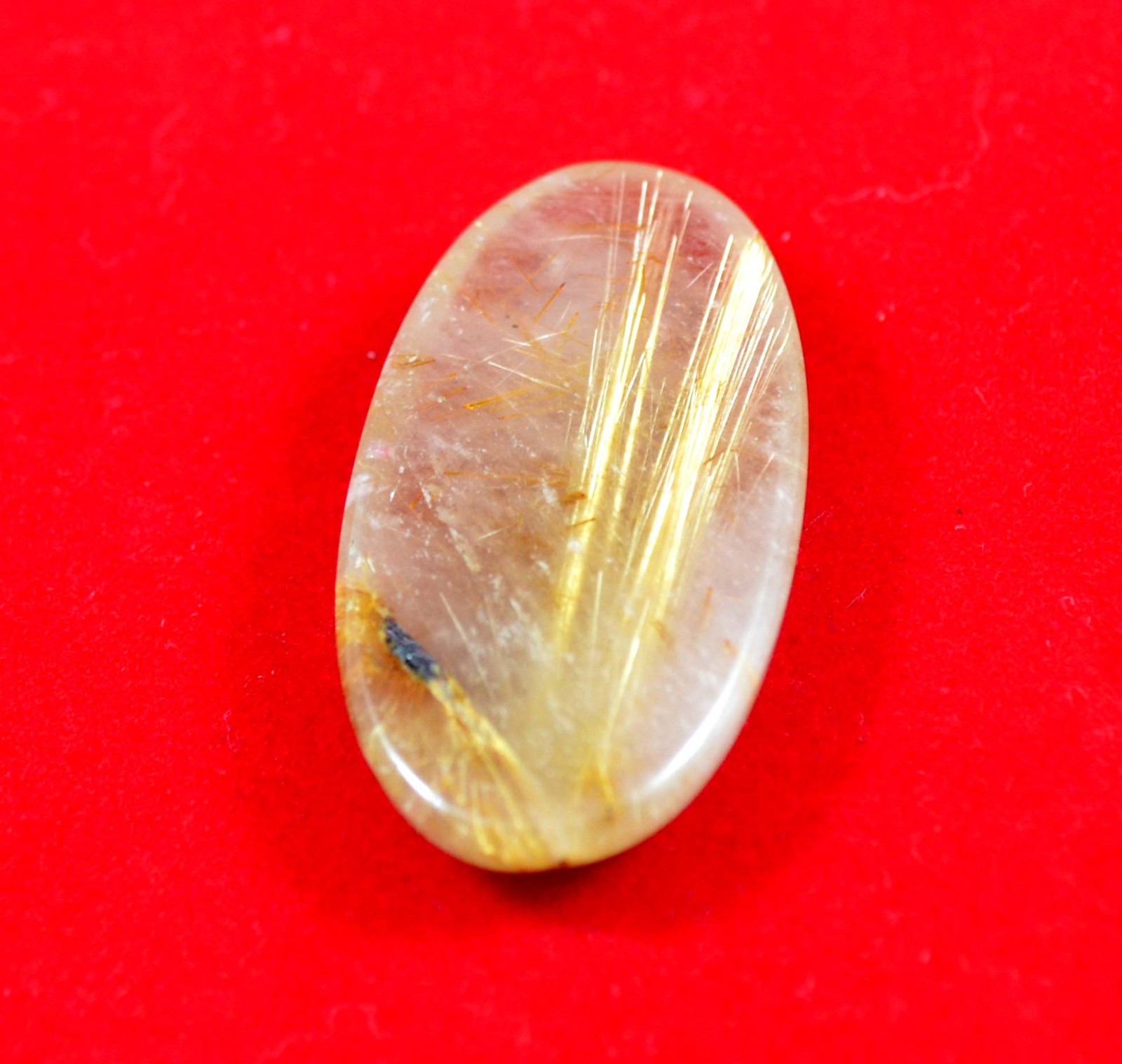 69Cts. Natural Cabochon Gemstone Golden Needle Rutile Oval 43x22mm-A1709