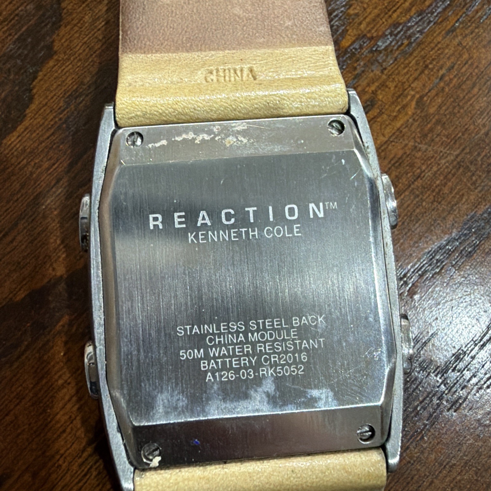 Kenneth Cole reaction Men’s Watch Digital Yellow Leather Strap Needs Battery