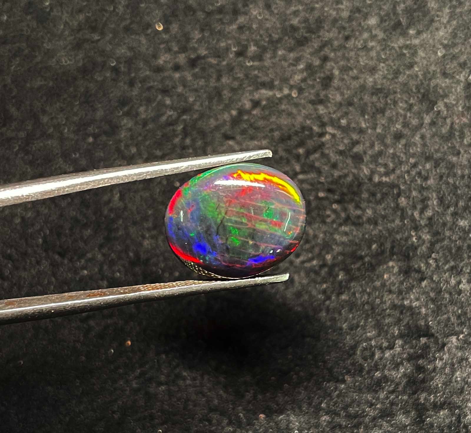 Natural Ethiopian Black Opal Oval Cabochon Loose Gemstone 11*13.50 MM 2.30 CT