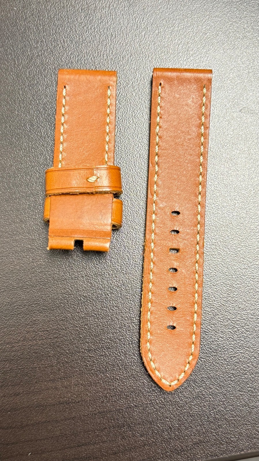 24mm Handmade Genuine Calf Leather Watch Band For Panerai Luminor – Brown