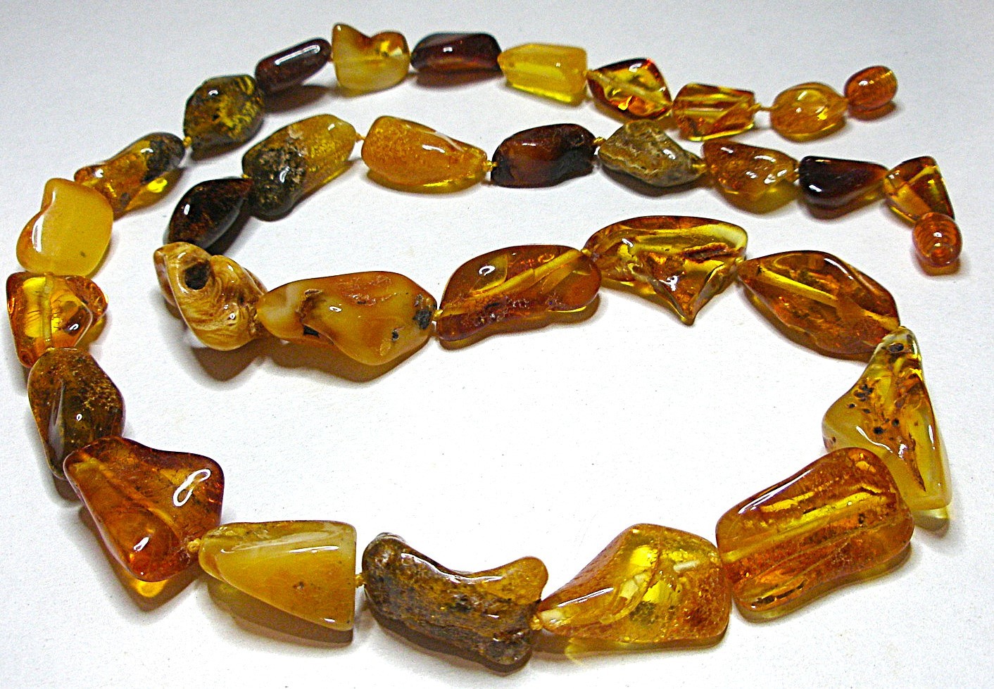 Genuine Polished Baltic Amber Necklace Multicolor 60 cm! – 23.5 inch, Handmade
