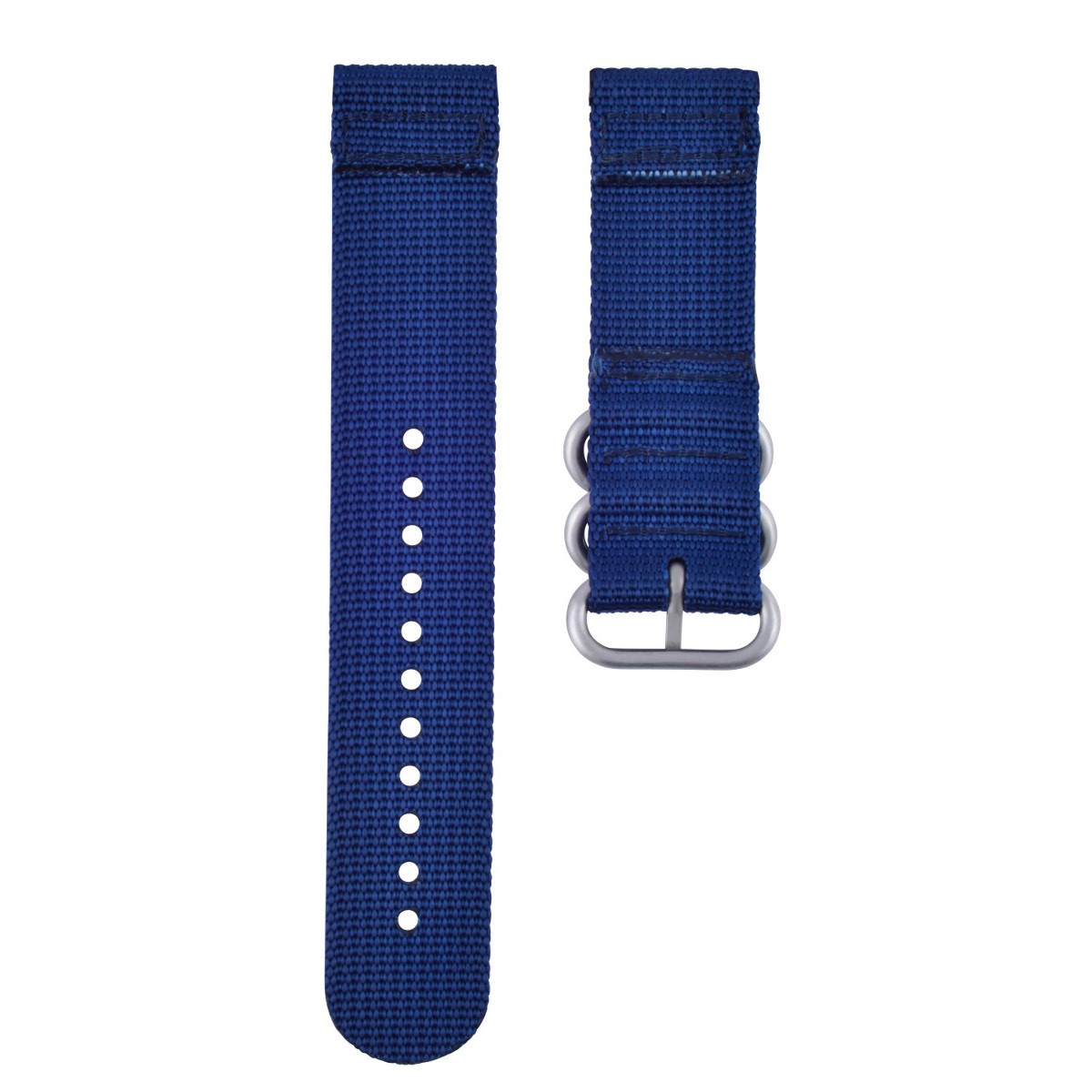 24mm Blue Nylon Replacement Strap Adapter Set 3 Silver Rings For Suunto Core