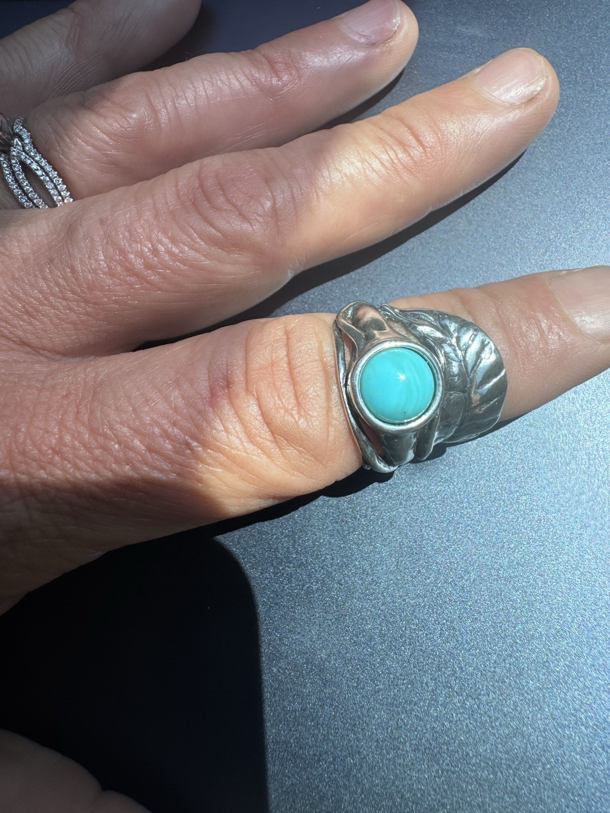Vintage Signed PZ Paz Creations 925 Israel Sterling Silver Organic Wave Ring