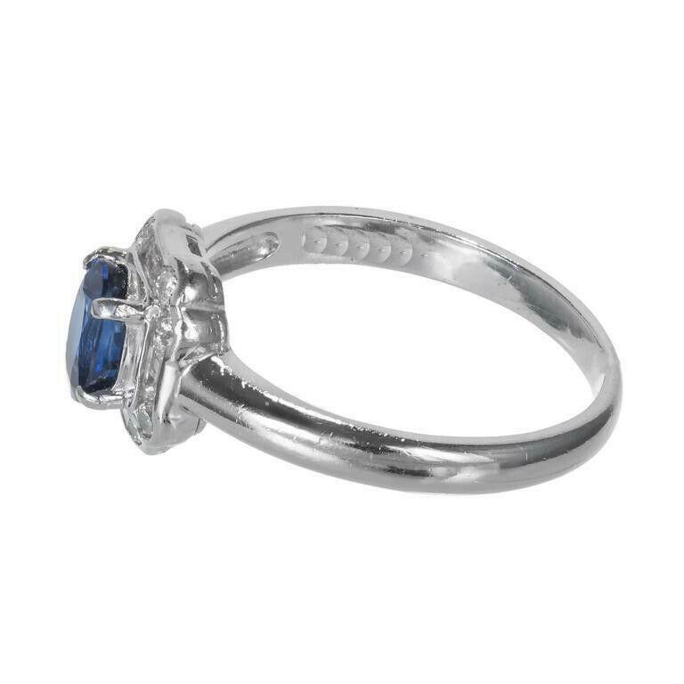 4ct Lab-Created Sapphire Engagement Ring Art Deco Design 9k White Gold Plated