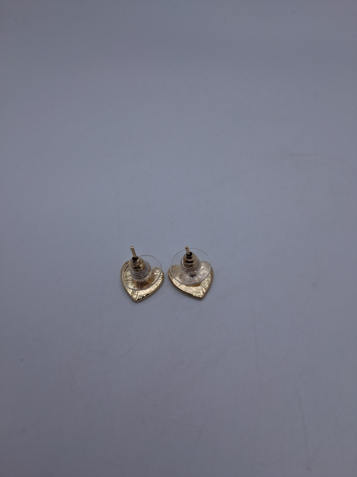 Chic Blue Heart Design Stud Earrings Elegant Simple Jewelry Gift Golden Toned