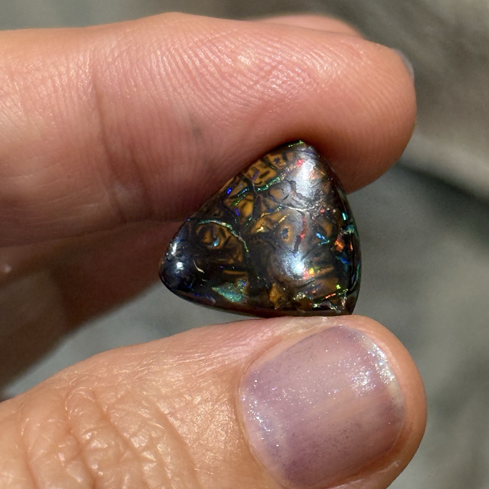 10.2ct 15.6×14.5×5.2mm Colorful Australian Koroit Boulder Opal Cabochon Gem