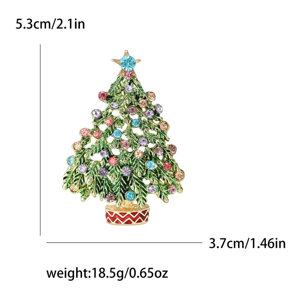 Vibrant Rhinestone Christmas Tree Brooch Pin Crystal Holiday Winter Jewelry Gift