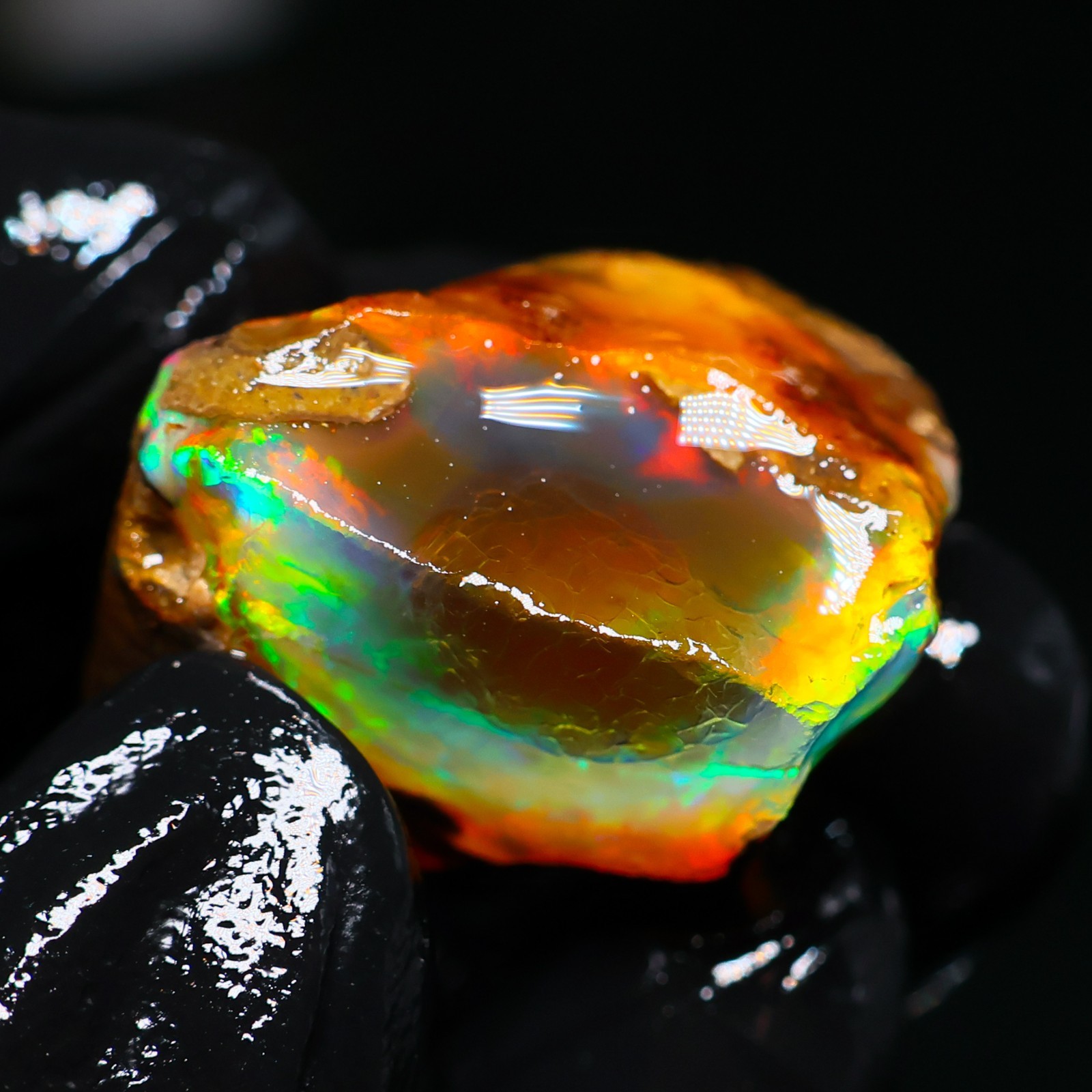 Natural Ethiopian Welo Opal Rough 56.30 Ct Gemstone – Bright Play of Color Fire