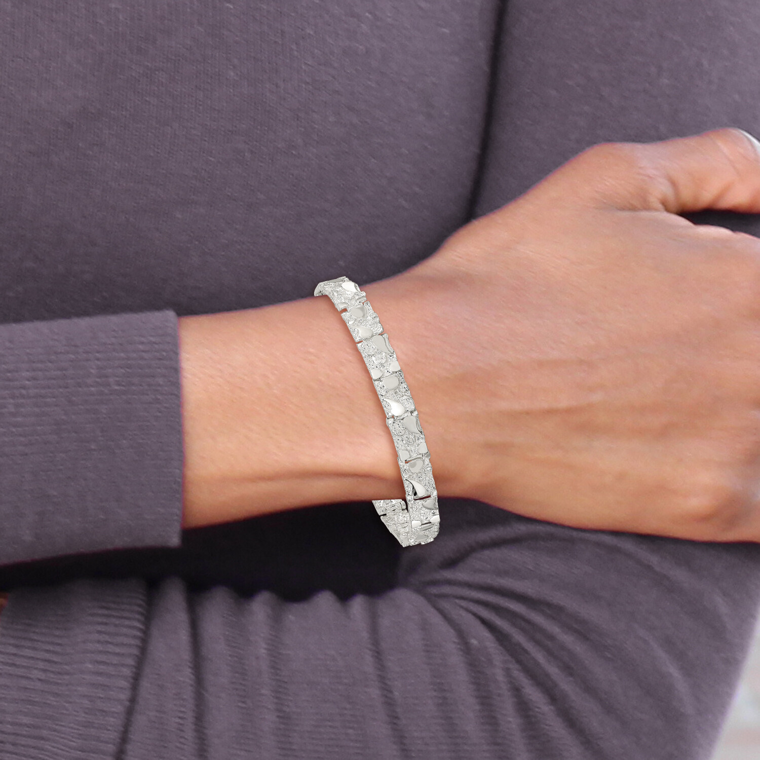 Silver 7mm Nugget Bracelet QG3322