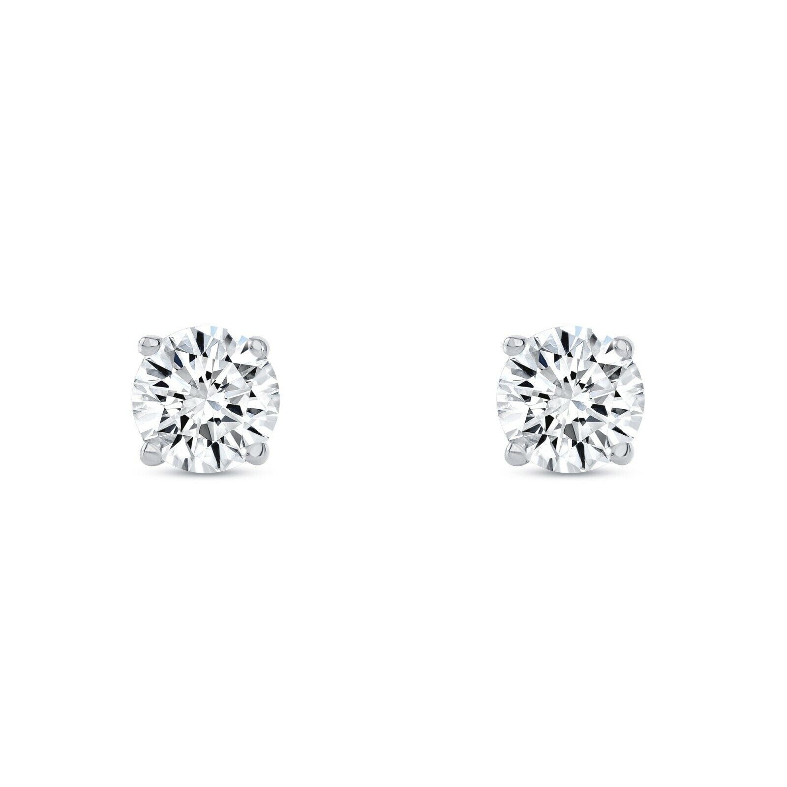 0.70 Ct Round Cut Lab Grown Diamond Solitaire Stud Earrings 14k White Gold