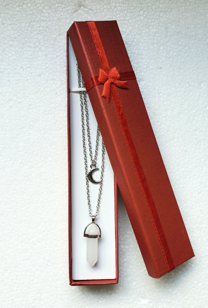 Healing Crystal Necklace Layered Moon Pendent. Women & Girls/Christmas Present!