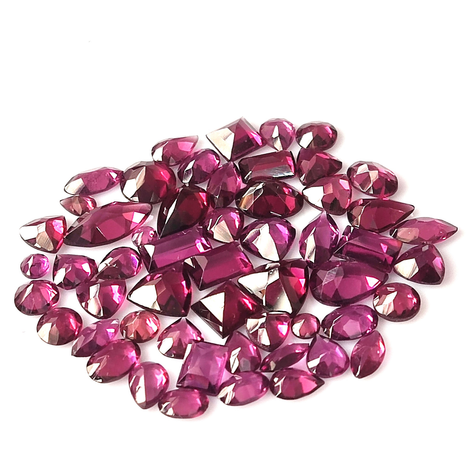 28.25 CTS Rhodolite Garnet Mix Shape Faceted Natural Wholesale Gemstone 54 Piece