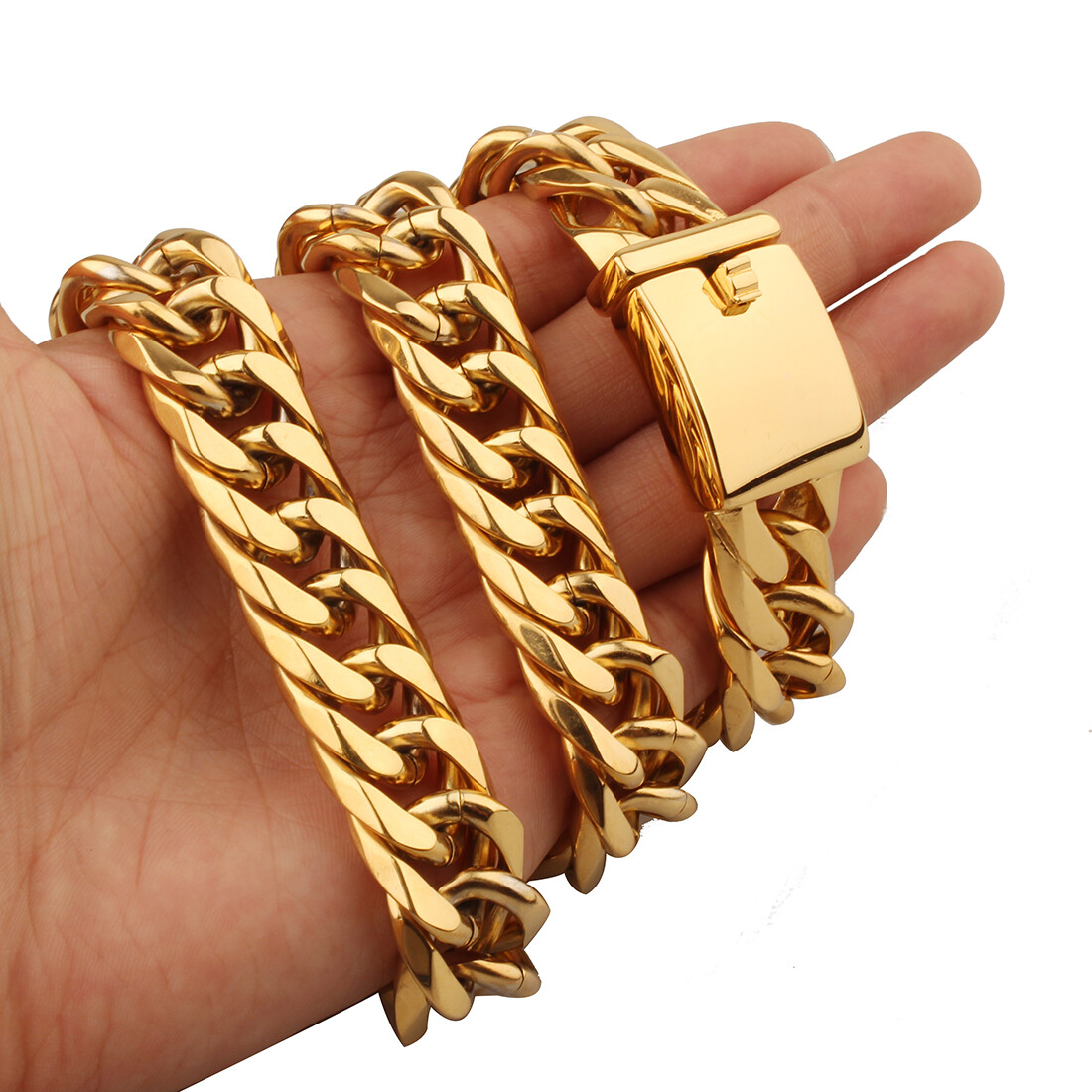 13mm/16mm Silver Gold Black Stainless Steel Cuban Link Chain Necklace 16in-40in
