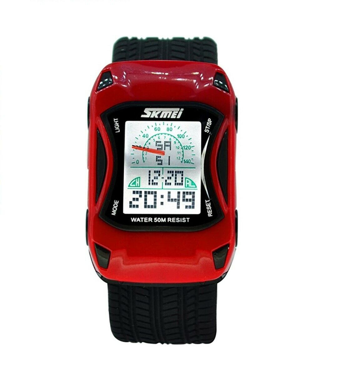 SKMEI Kids Alarm Date Racing Car Toy Digital Wristwatch Water Resistant 5ATM