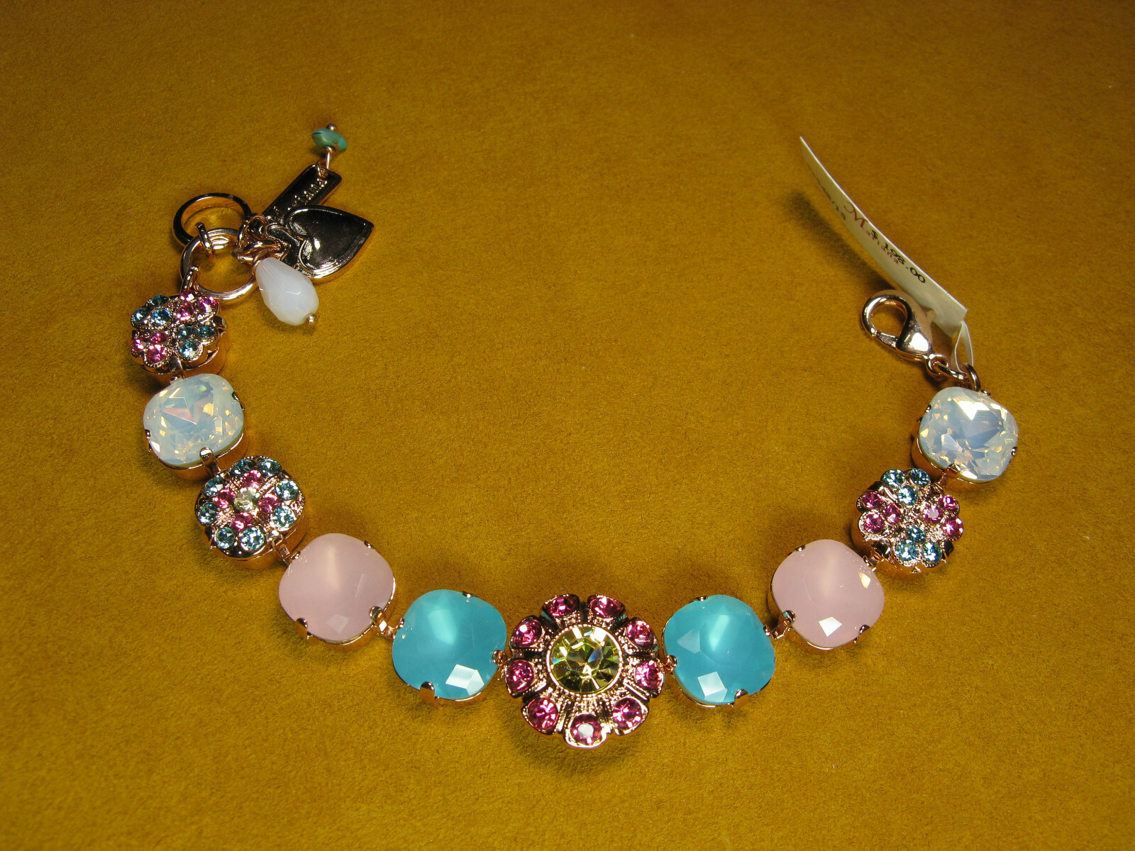 MARIANA BRACELET SWAROVSKI CRYSTALS FLOWER BLUE AQUA PINK MULTI COLOR Rose Gold