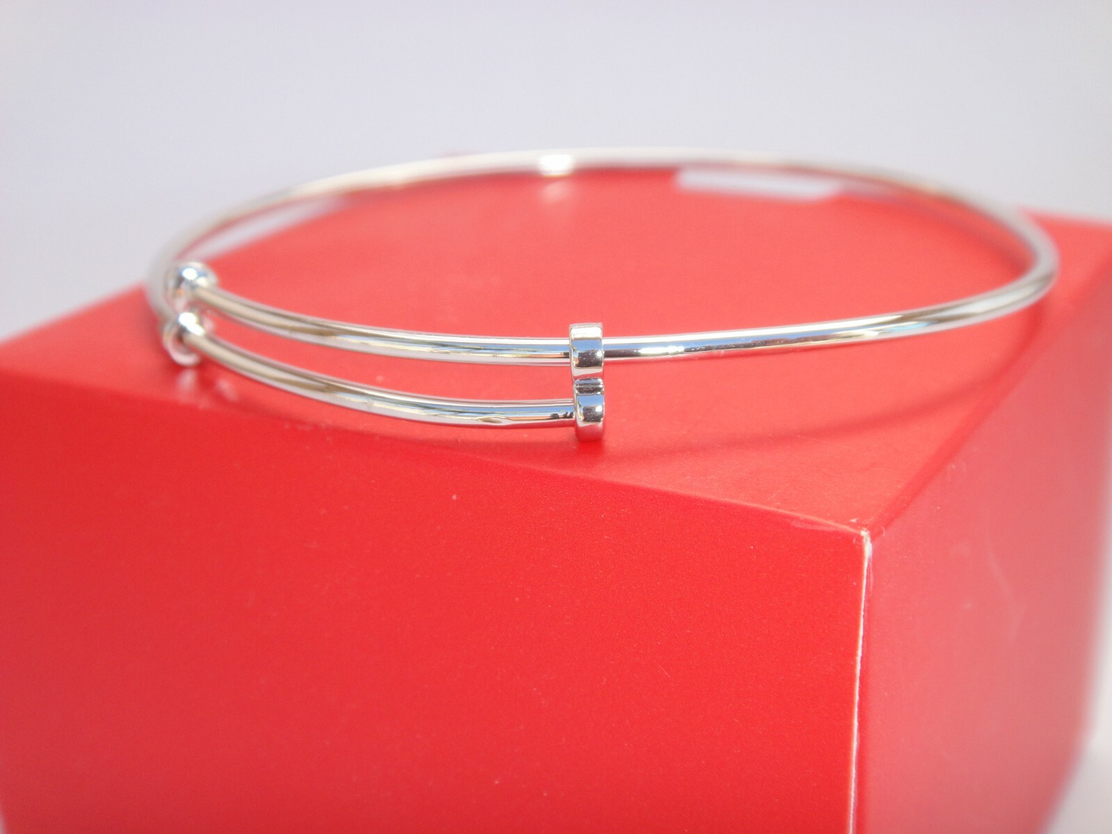Adornia NAIL HEAD Style Rhodium Plated Adjustable Skinny Bangle, Lightweight NWT