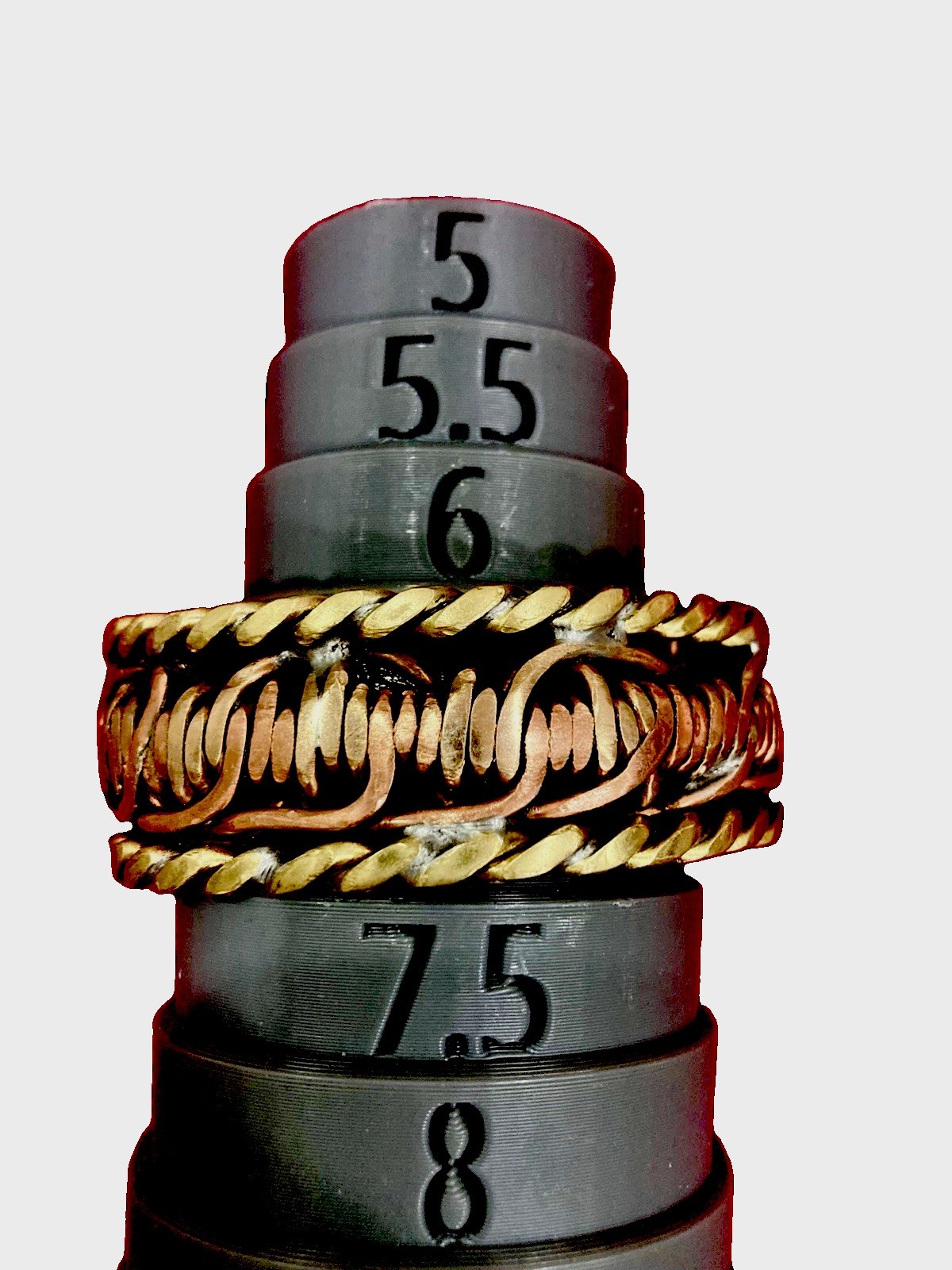 Heavy Handcrafted brass, copper and bronze braided wire cuff bracelet size 7