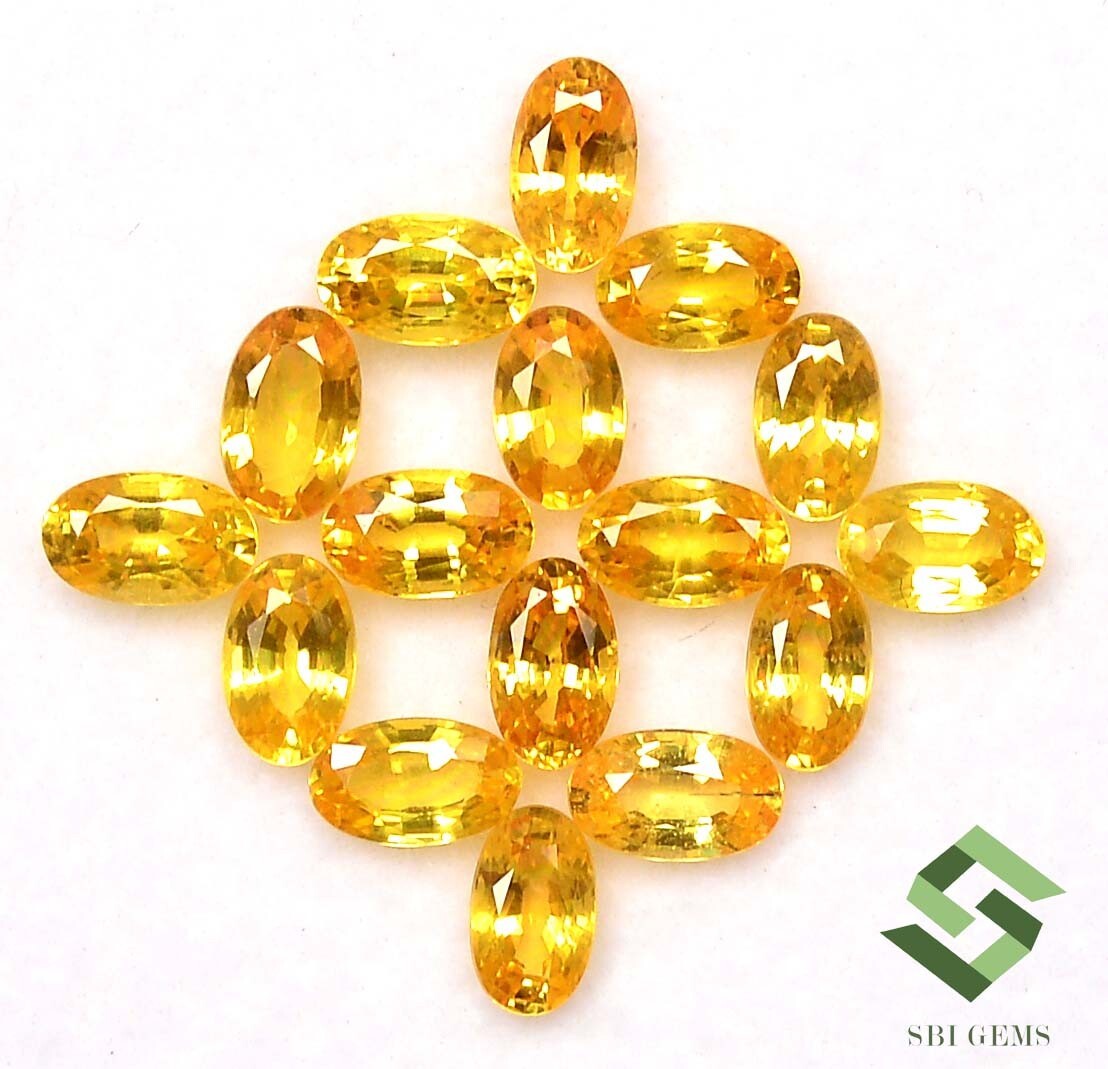 5×3 mm Natural Yellow Sapphire Oval Cut Lot 15 Pcs 4.77 CTS Loose Gemstones