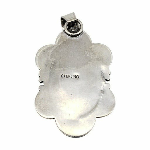 Turquoise Pendant 2.25″ Closed Back Pyrite Matrix Sterling Silver Southwestern