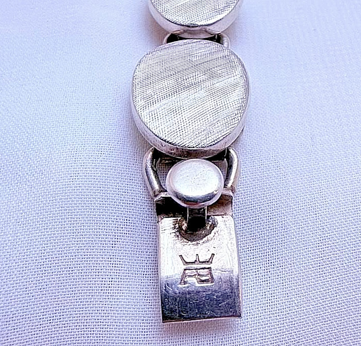 Vintage Belgiorno 900 Silver Modernist Oval Link Bracelet 1970s Argentina 7.25in