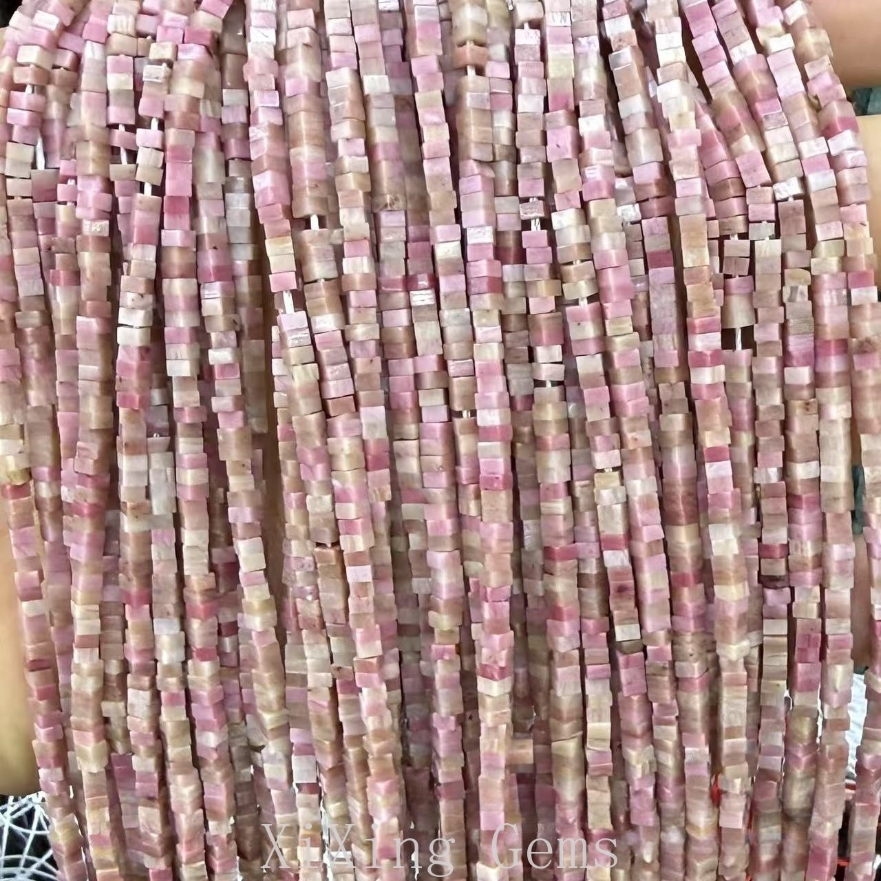 1x2mm Natural Pink Rhodonite Flat Square Disc Spacer Beads for Jewelry Making