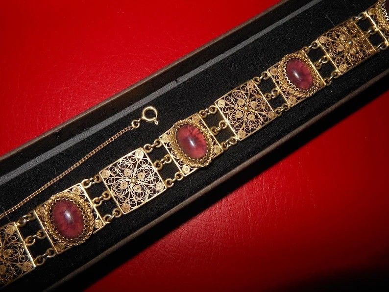 Byzantine Style Bracelet – Gold Silver Filigree.