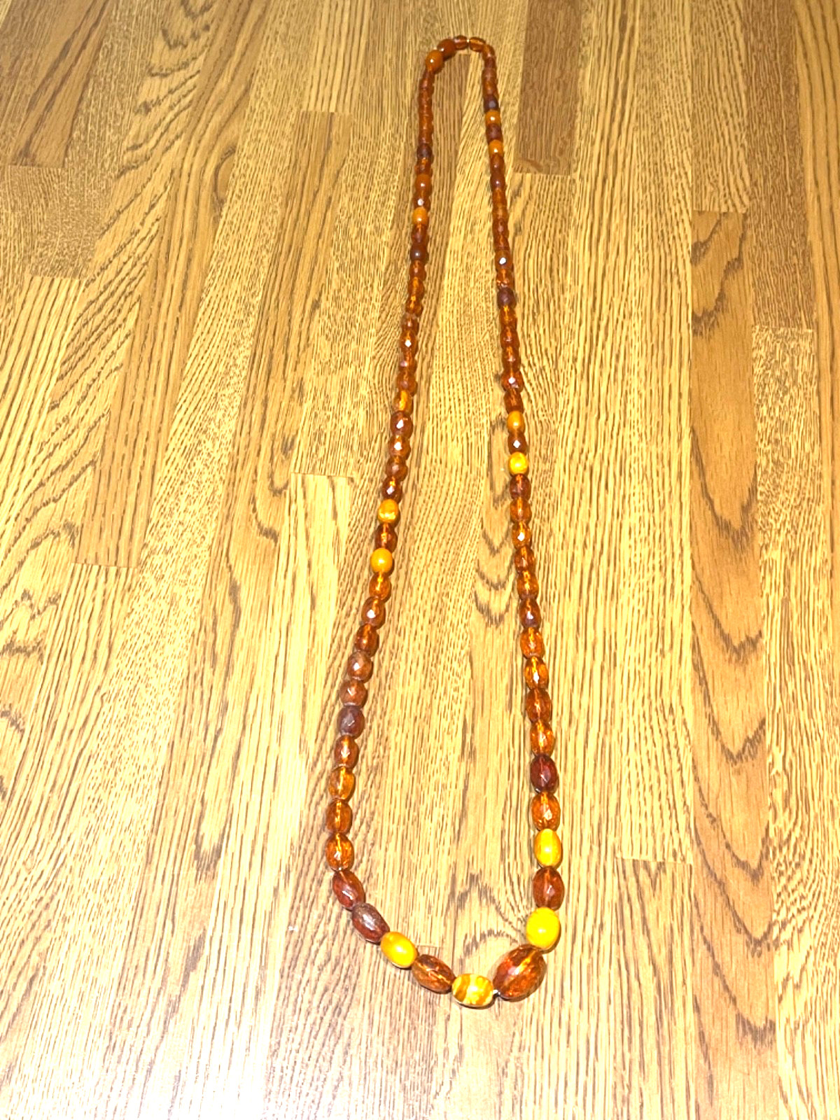 🔥Antique Vintage Genuine Amber Necklace Beads On String Butterscotch Egg Yolk36