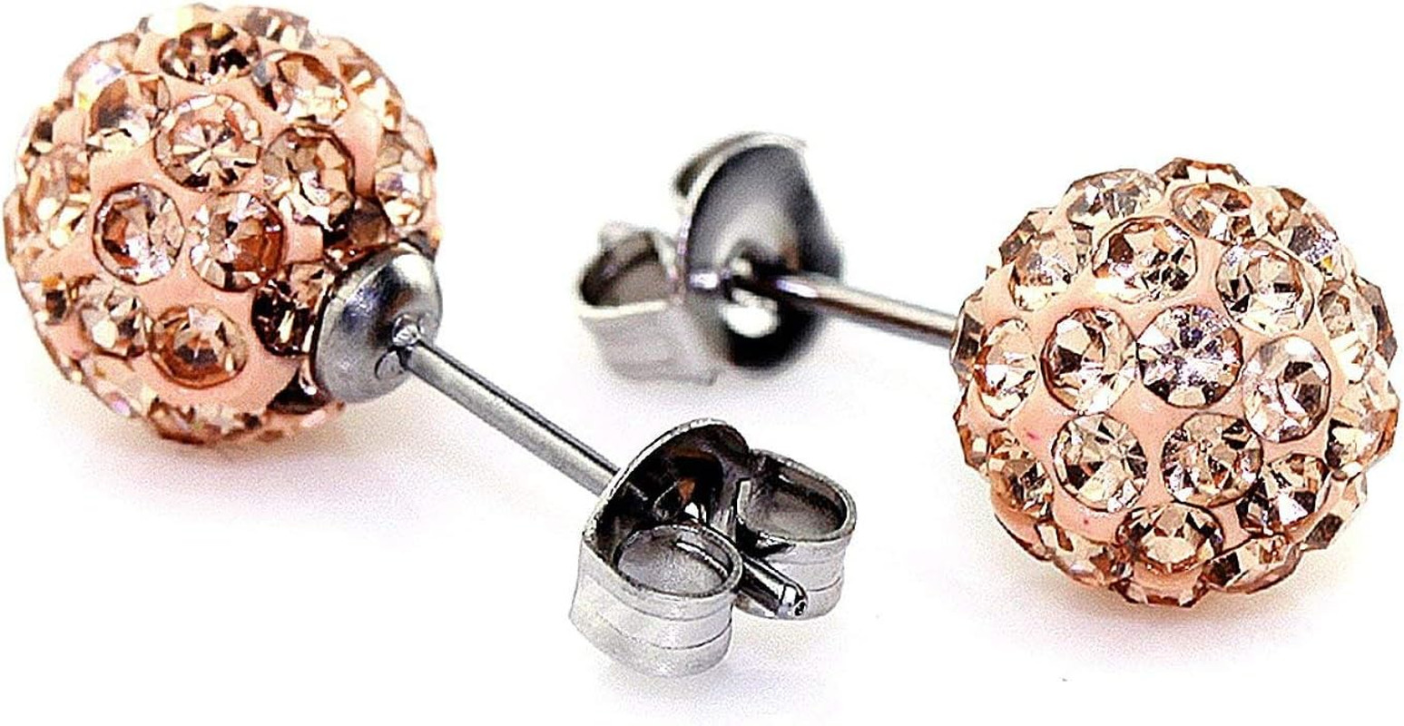 Rhinestones Crystal Ball Stud Earrings Set Fireball Disco Ball Pave Bead Earr…