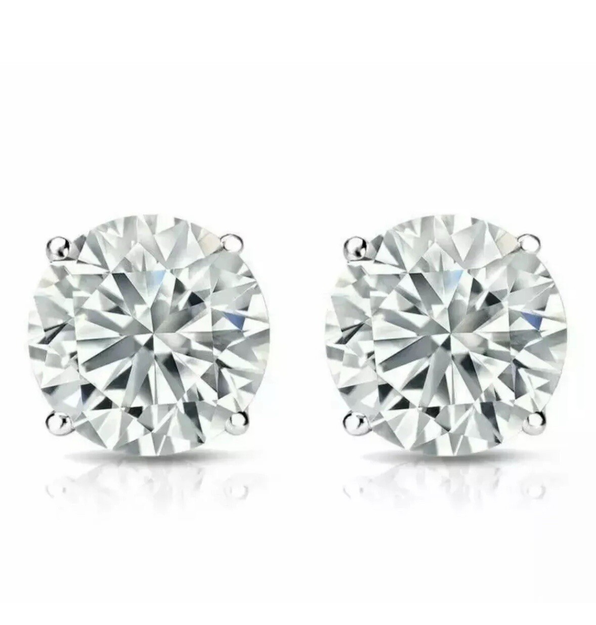 2 Ct Round Cut VVS1/ D Lab Created Shiny Stud Earrings 14K White Gold 7mm Gift